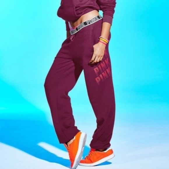 PINK Victoria's Secret Pants - PINK Victoria's Secret Women's S Fold-over Campus Logo Joggers